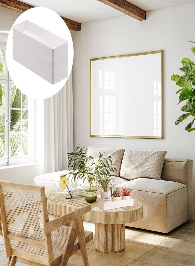 تيلينغ مجموعة من 6 قطع من صواني تنظيم أدراج المكتب البلاستيكية البيضاء، صواني تخزين قابلة للتكديس، مناسبة للمكتب، وأدوات التجميل، والحمام، والمطبخ، وطاولة الزينة، بأبعاد 9.45 × 2.95 × 1.38 بوصة. - Image 5