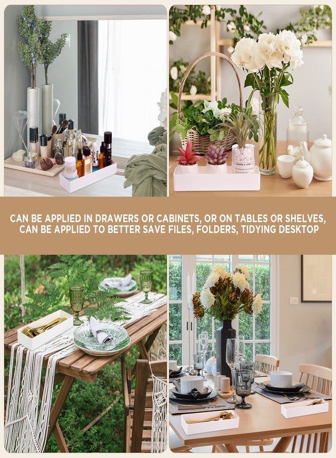 تيلينغ مجموعة من 6 قطع من صواني تنظيم أدراج المكتب البلاستيكية البيضاء، صواني تخزين قابلة للتكديس، مناسبة للمكتب، وأدوات التجميل، والحمام، والمطبخ، وطاولة الزينة، بأبعاد 9.45 × 2.95 × 1.38 بوصة. - Image 4