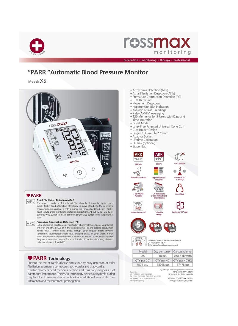 Rossmax - Rossmax X5 PARR Professional Blood Pressure Monitor, White - Image 1