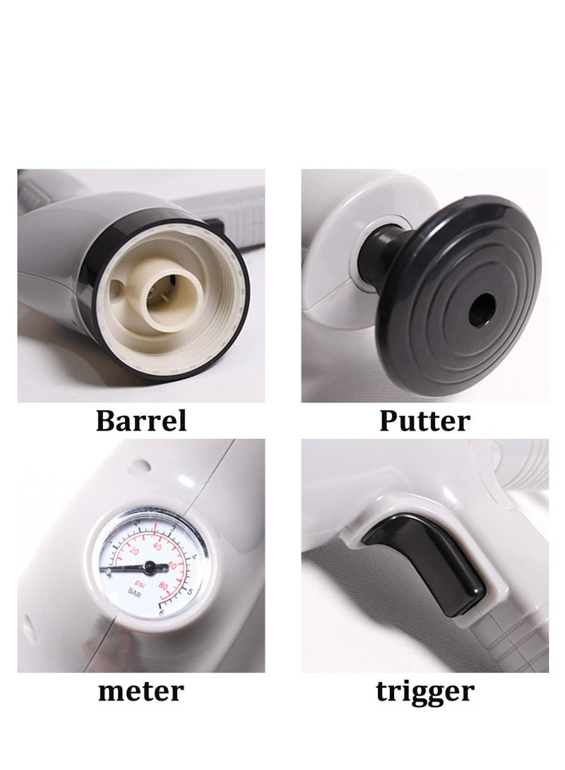 9-in-1 High Pressure Air Plunger for Toilets and Drains, Includes 9 Detachable Heads, Effective Drain Blaster for Clogged Toilets, Kitchens, Bathrooms, and Tubs (Gray) - Image 4