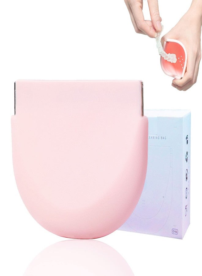 onbuwws Silicone Pink Retainer Case with Lanyard Slim Cute Retainer Holder Dental Thin Container Braces Case for Girl Women Kids Men Travel Partial Denture Night Mouth Guard Aligner - Image 1