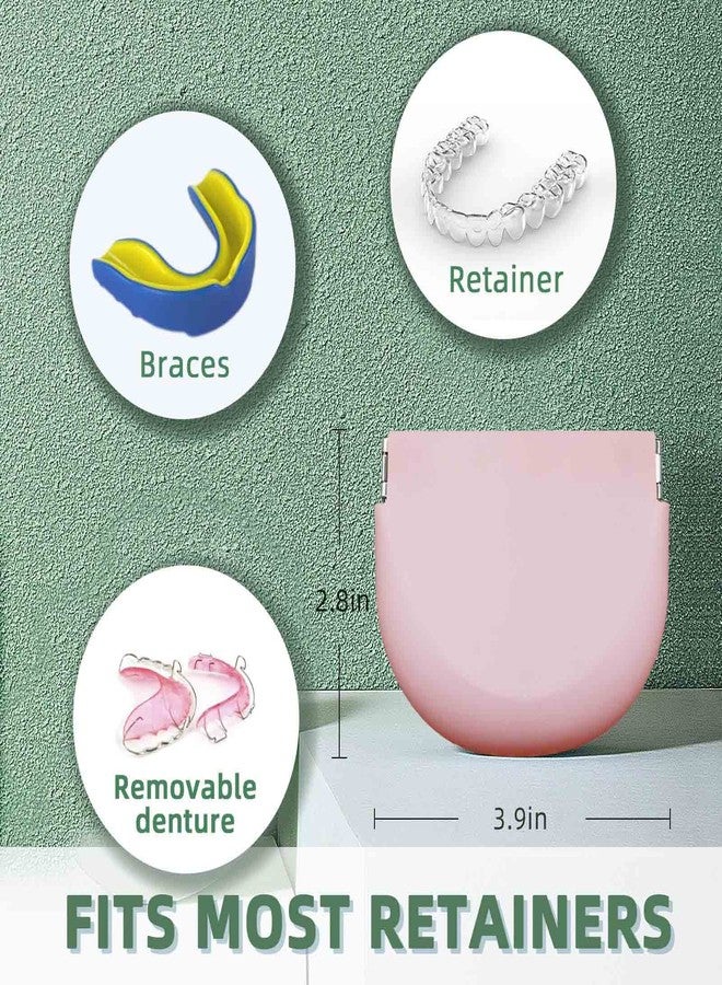 onbuwws Silicone Pink Retainer Case with Lanyard Slim Cute Retainer Holder Dental Thin Container Braces Case for Girl Women Kids Men Travel Partial Denture Night Mouth Guard Aligner - Image 5