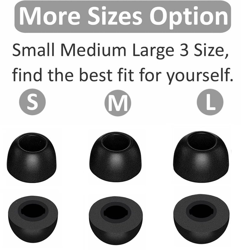 JNSA Compatible with Soundcore Space A40 Foam Ear Tips, Noise Canceling Memory Foam Ear Tip Replacement for Soundcore by Anker Space A40, S/M/L 3 Size 3 Pairs,Black (2143PB) - Image 4