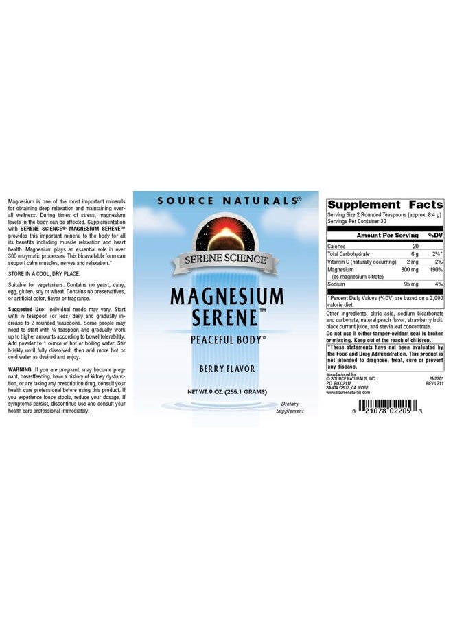 Source Naturals Serene Science Magnesium Serene Berry Flavored, Peaceful Body, 9 Ounces - Image 4