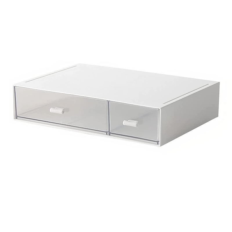Desk OrganizerStackable Storage Drawers Desk Drawer Organizer Perfect For Collection Small ItemCosmetic Office Supplies 2 drawers White