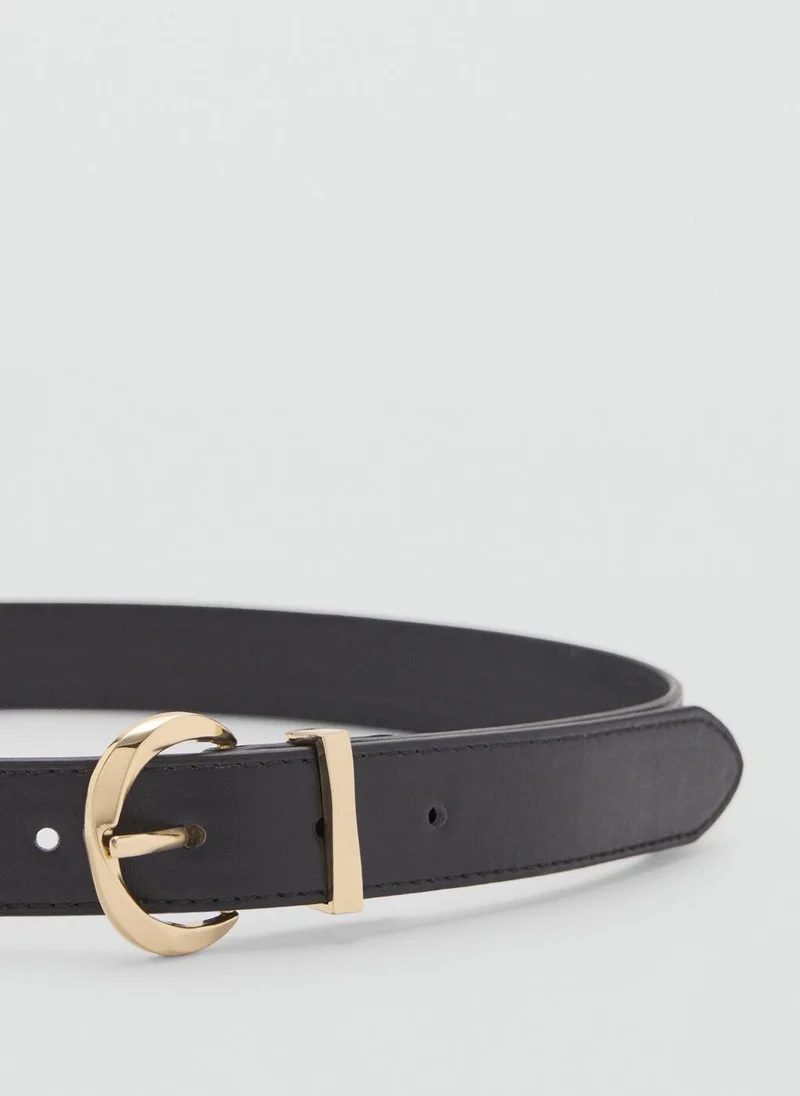 MANGO Casual Oval Buckle Belt