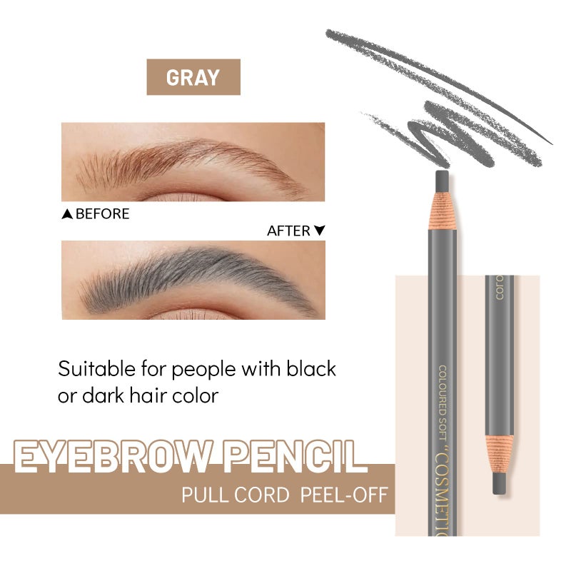 Ownest 6 Pcs Peel-off Eyebrow Pencil Tattoo Makeup and Microblading Supplies Set for Marking, Filling and Outlining, Waterproof and Durable Permanent Eyebrow Liner-Grey - Image 4