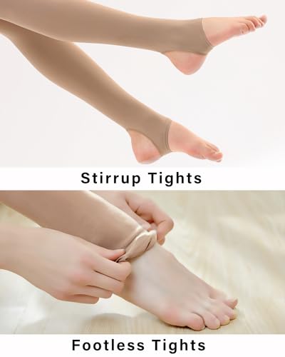 Stelle Girls Women Stirrup Tights Ultra Soft Dance Tights for Ballet, Gymnastics, School (Little Kid/Big Kid/Women)（Tan，8-10Years） - Image 2