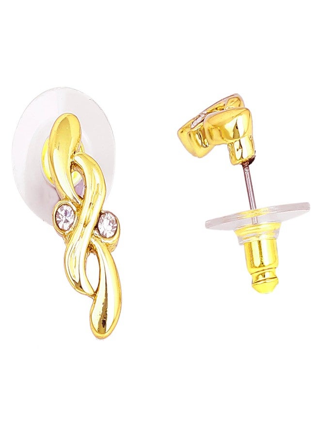 Estele 24 Kt Gold Plated Zinc Brass Infinite S Golden Stud Earrings for Girls - Image 2