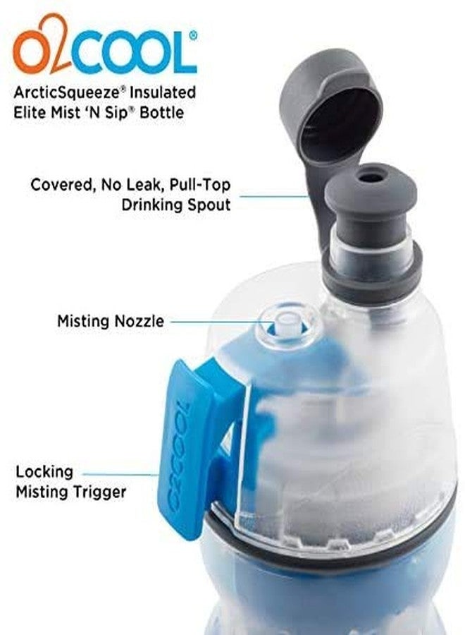 O2COOL Mist 'N Sip Misting Water Bottle 2-in-1 Mist And Sip Function With No Leak Pull Top Spout Reusable Sports Water Bottle - 20 oz (Crackle Green) - Image 2