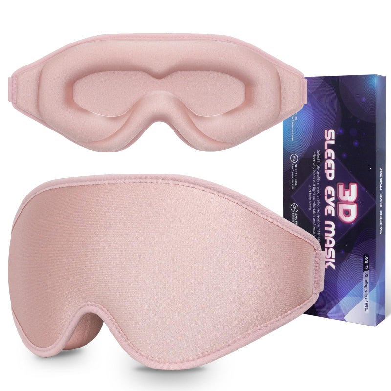 Sleep Mask 3D Eye Mask for Sleeping 100 Light Blocking Eye Covers with Adjustable Strap Night Blindfold for Women Memory Foam Pink
