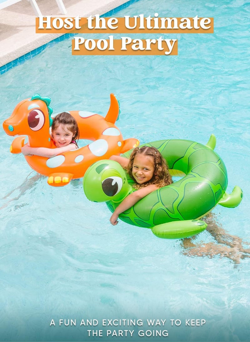 Sloosh JOYIN 24" 3 Pack Inflatable Pool Tubes Pool Floats, Dinosaur & Sea Turtle & Dolphin Swimming Rings for Kids Swimming Pool Beach Summer Water Float Party Outdoor - Image 4