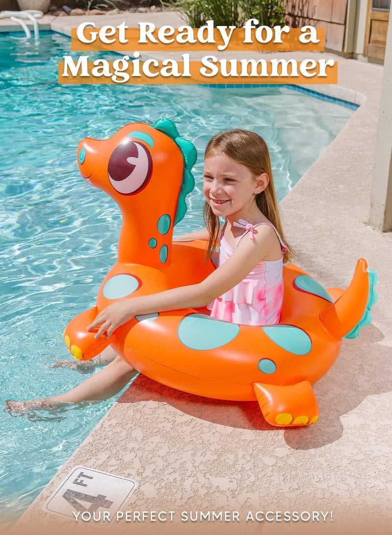 Sloosh JOYIN 24" 3 Pack Inflatable Pool Tubes Pool Floats, Dinosaur & Sea Turtle & Dolphin Swimming Rings for Kids Swimming Pool Beach Summer Water Float Party Outdoor - Image 3