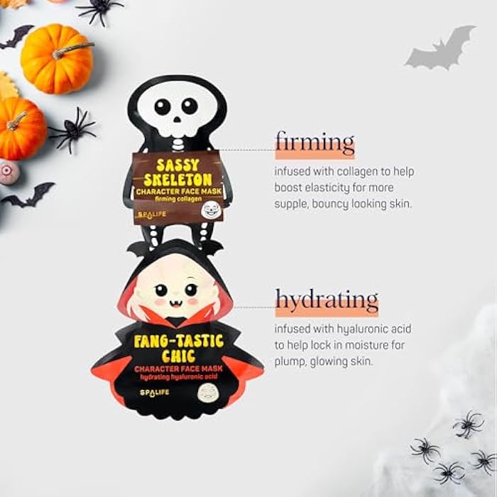 SpaLife Beauty Halloween Face Mask Hauntingly Chic Bundle | Korean Facial Masks | Firming and Detoxifying Face Mask Set | Halloween Gifts for Women | Facial Sheet Masks | 8 Pack - Image 4