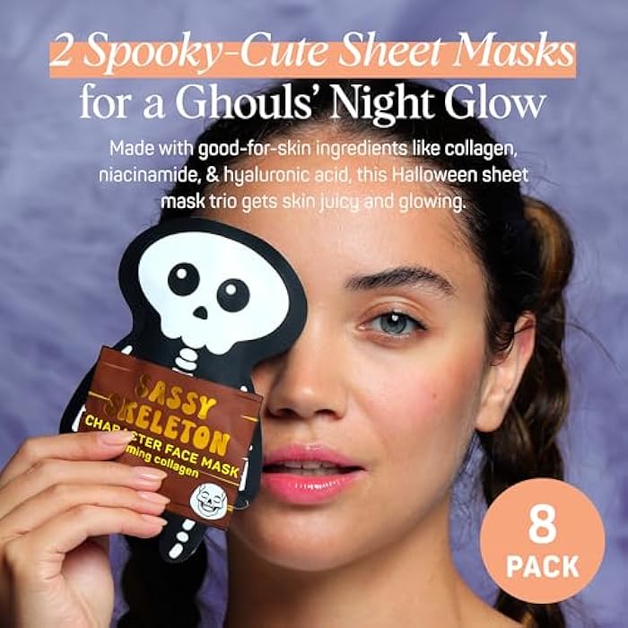 SpaLife Beauty Halloween Face Mask Hauntingly Chic Bundle | Korean Facial Masks | Firming and Detoxifying Face Mask Set | Halloween Gifts for Women | Facial Sheet Masks | 8 Pack - Image 2