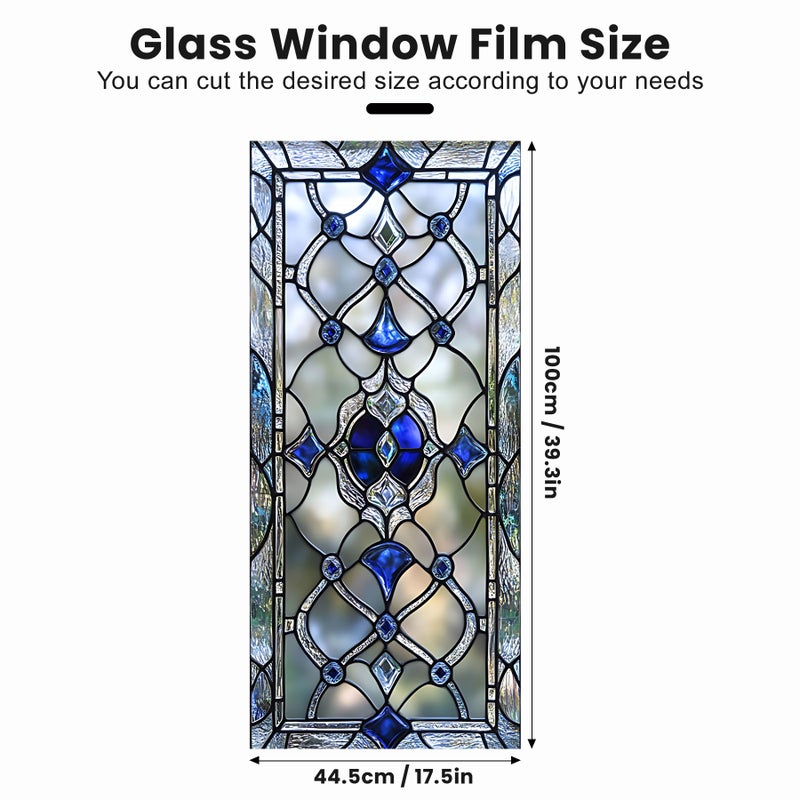 AOHMPT Stained Glass Window Privacy Film Static Cling - Rainbow Glass Decorative Sun Blocking Window Covering, Non-Adhesive Removable Stickers for Home & Office, 17.5" x 39.3" - Image 2