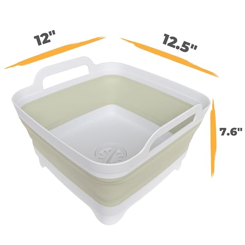 GIMWA Collapsible Wash Basin for Baby Bottles - 2.4 Gallons Portable Wash Bin for RV Camping Sink, Space-Saving Dish Tub (Green) - Image 2