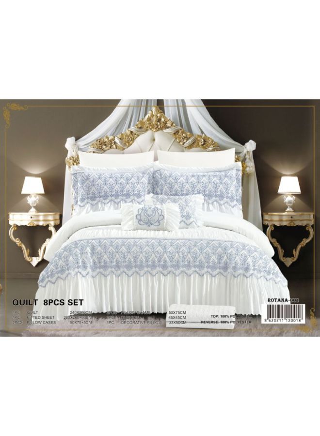 Al Shalhoub طقم لحاف زفاف 8 قطع بوليستر روتانا