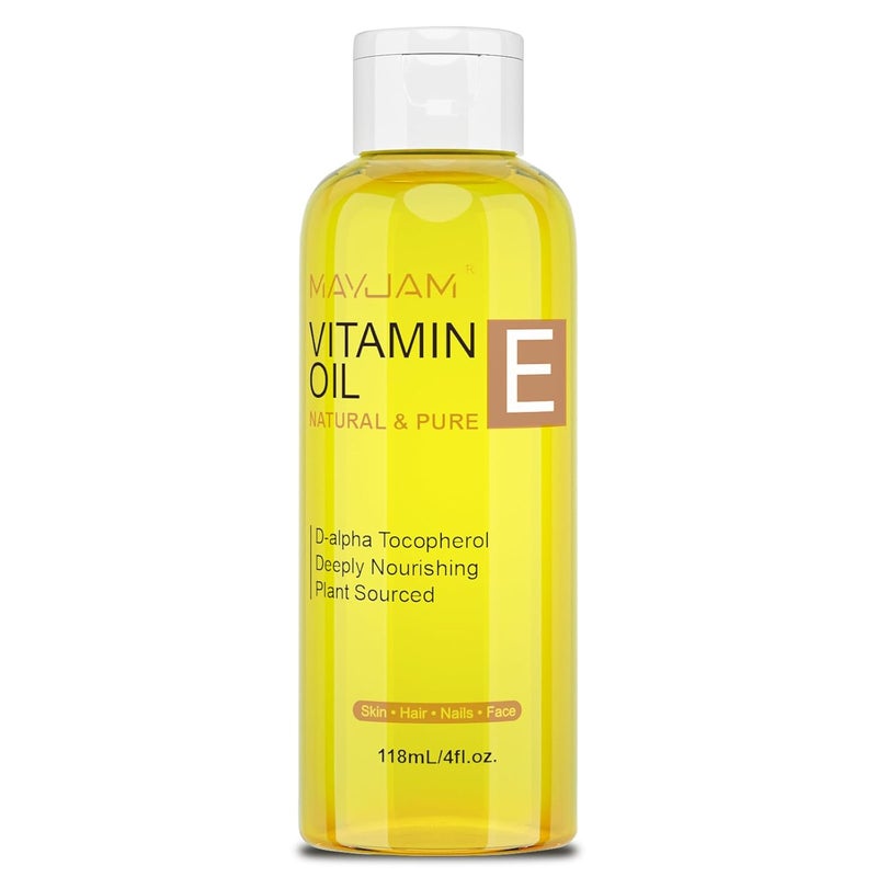 MAYJAM Organic Vitamin E Oil 50000 IU for Skin Pure Natural Vitamine oils for Scars Hair Face Nail Scalp Bath and Body Oil Tocopherol to Repair Damaged Skin Moisturizing Dry Skin 4 Fl Oz - Image 1