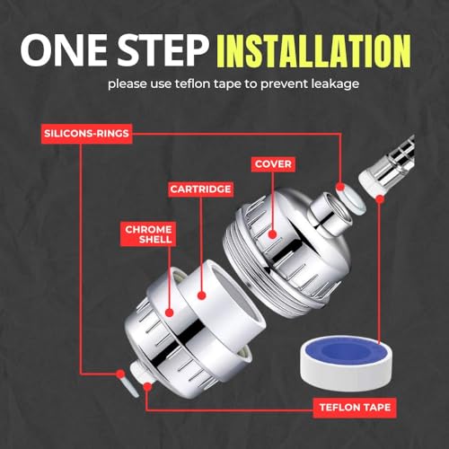 Bath Beyond Shower Filter Vitamin C 15 Stage High Output Water Filter With cartridge for Hard Water - Shower Head Filter Removes Chlorine Fluoride and Improves The Condition of Your Skin, Hair - Image 4