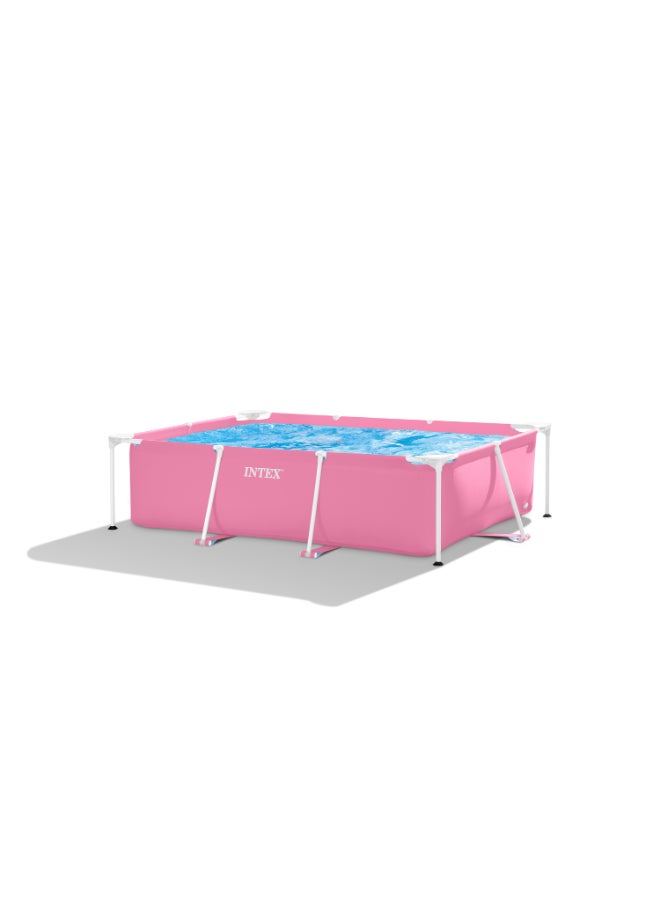 INTEX 2.2m x 1.5m x 0.6m Pink Rectangular Metal Frame Above Ground Pool – Ages 6+ - Image 1