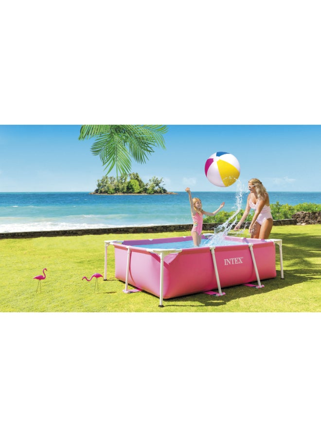 INTEX 2.2m x 1.5m x 0.6m Pink Rectangular Metal Frame Above Ground Pool – Ages 6+ - Image 4