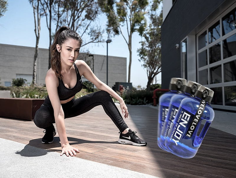 RIANZ Plastic Motivational Sports 2.2L Gallon Water Bottle, Bpa Free Double Leak Protection, Large Capacity (Enjoy - Blue) - Image 4