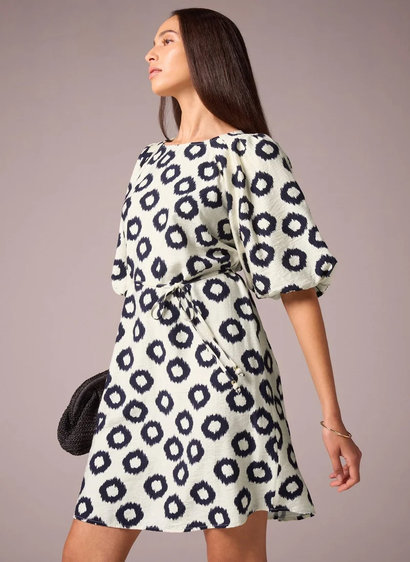 Matalan Et Vous Navy Scratch Puff Sleeve Dress