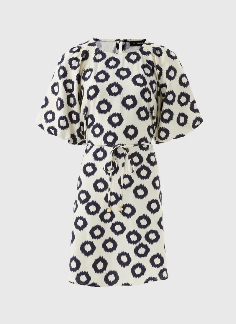 Matalan Et Vous Navy Scratch Puff Sleeve Dress