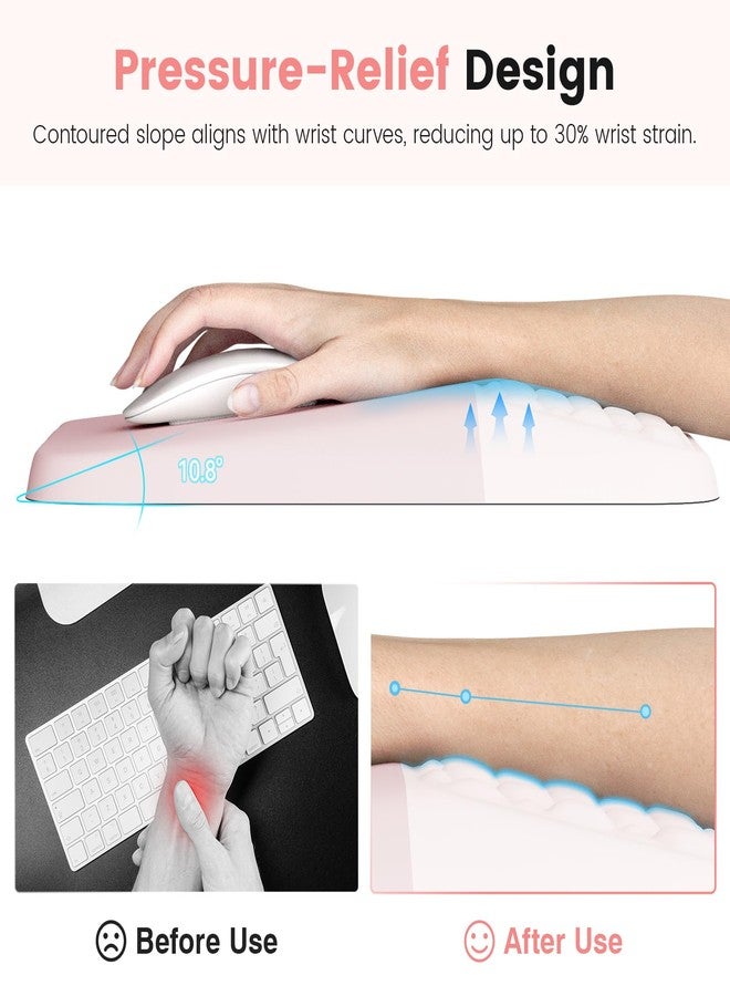 Ospelelf Mouse Pad with Wrist Rest Ergonomic Comfortable Pain Relief Mousepad Wrist Support for Computer Solid Pink - Image 2
