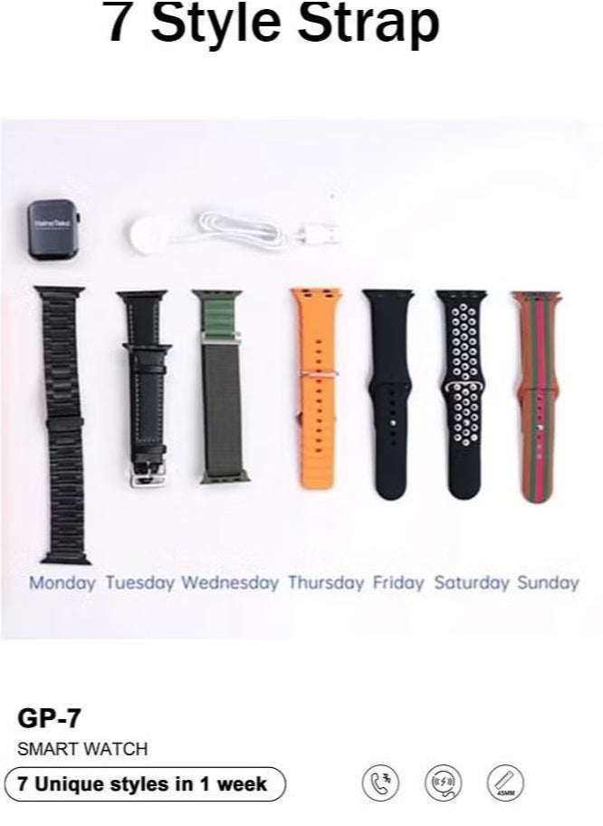 Haino Teko GP 7 Smart Watch with Seven Set Straps & Wireless Charger | Premium Fitness & Health Tracker for Men & Women | 1.5" HD Display, Heart Rate Monitor, Sleep Tracking, Notifications, Long Battery Life - Image 4