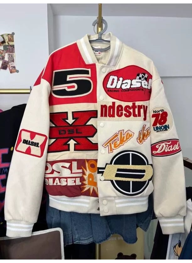 Park Jae Fan Wang Jiaer Same Style Baseball Suit Europe and America Cross-border New Loose Heavy Industry Embroidered Couple Clothes Hip-hop Jacket Size table  - Image 2