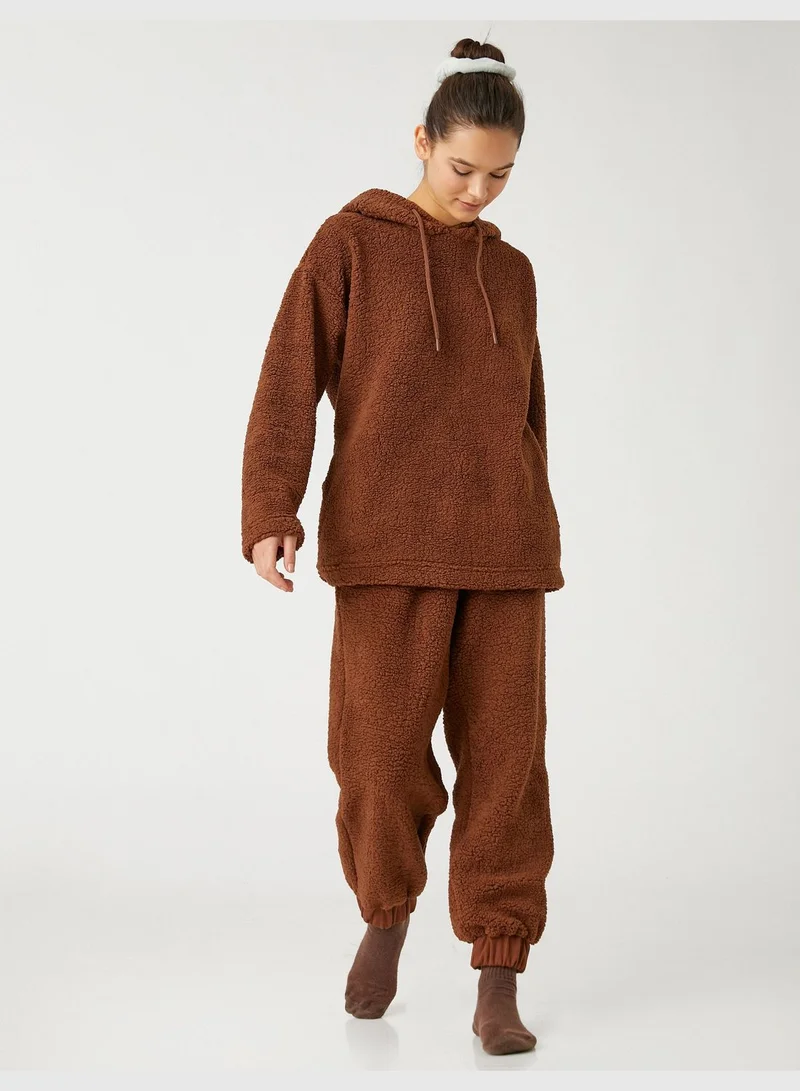 كوتون Long Sleeve Plush Sweatshirt Pajama Top