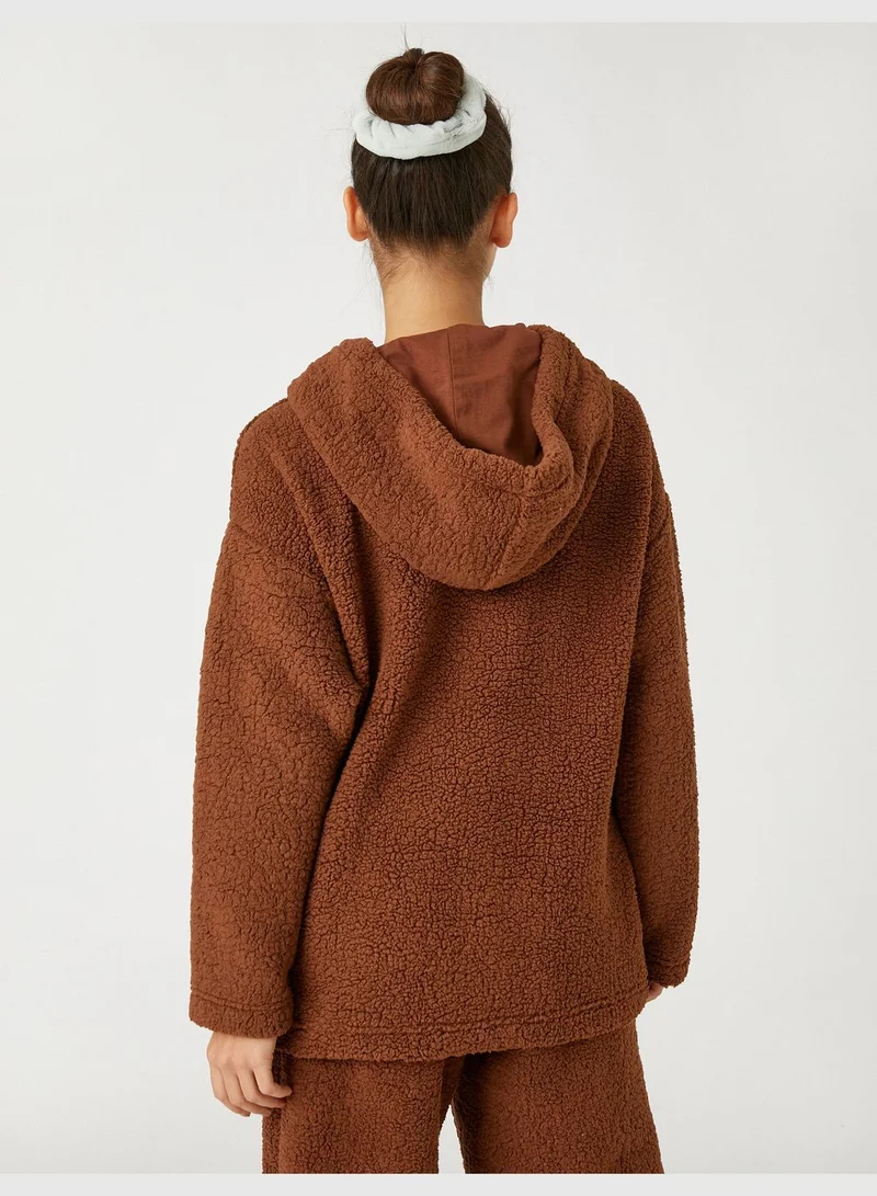 كوتون Long Sleeve Plush Sweatshirt Pajama Top