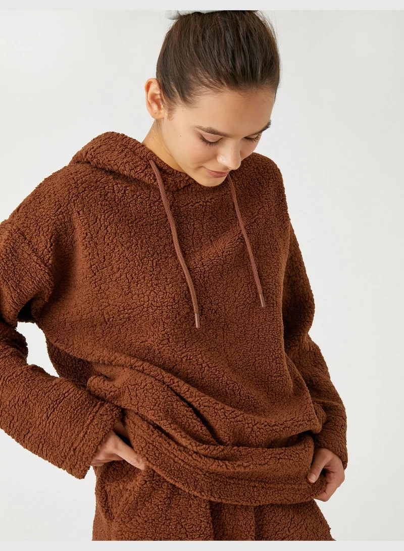 كوتون Long Sleeve Plush Sweatshirt Pajama Top