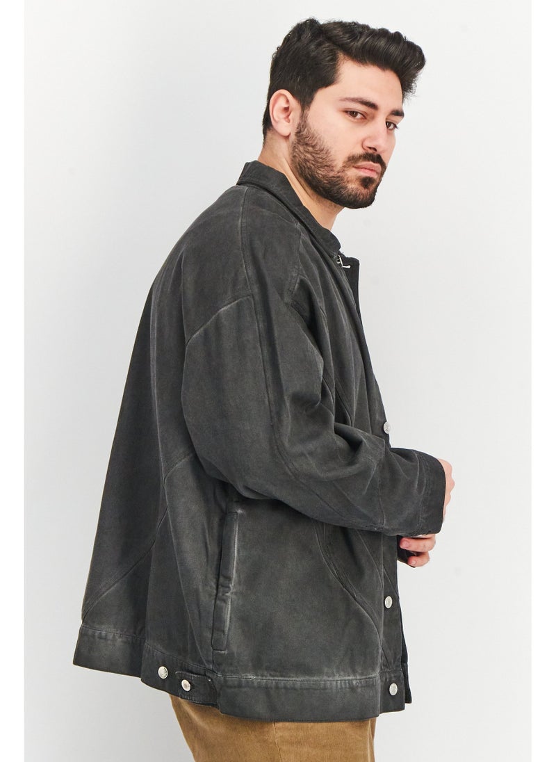 adidas Originals Men Sportswear Fit Long Sleeve Outdoor Denim Jacket, Black - Image 5