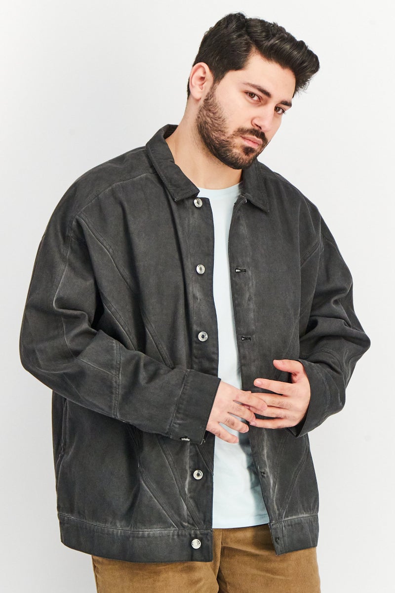 adidas Originals Men Sportswear Fit Long Sleeve Outdoor Denim Jacket, Black - Image 1