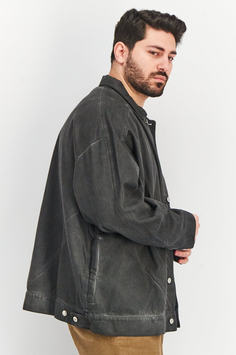 adidas Originals Men Sportswear Fit Long Sleeve Outdoor Denim Jacket, Black - Image 3