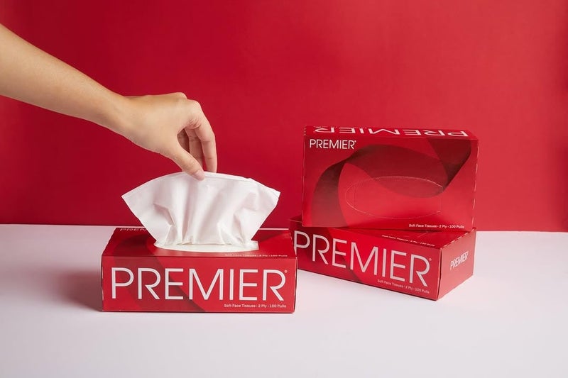 Premier Box Face Tissue Papers 100 Pulls 2Ply (Pack of 4-400 Pulls, 800 Sheets) Soft & Absorbent Facial Tissues | Disposable Tissues for home, Car tissue box, Office tissue paper - Image 4