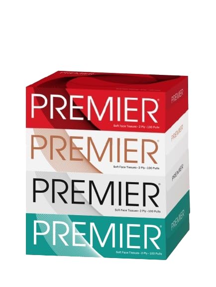 Premier Box Face Tissue Papers 100 Pulls 2Ply (Pack of 4-400 Pulls, 800 Sheets) Soft & Absorbent Facial Tissues | Disposable Tissues for home, Car tissue box, Office tissue paper - Image 1