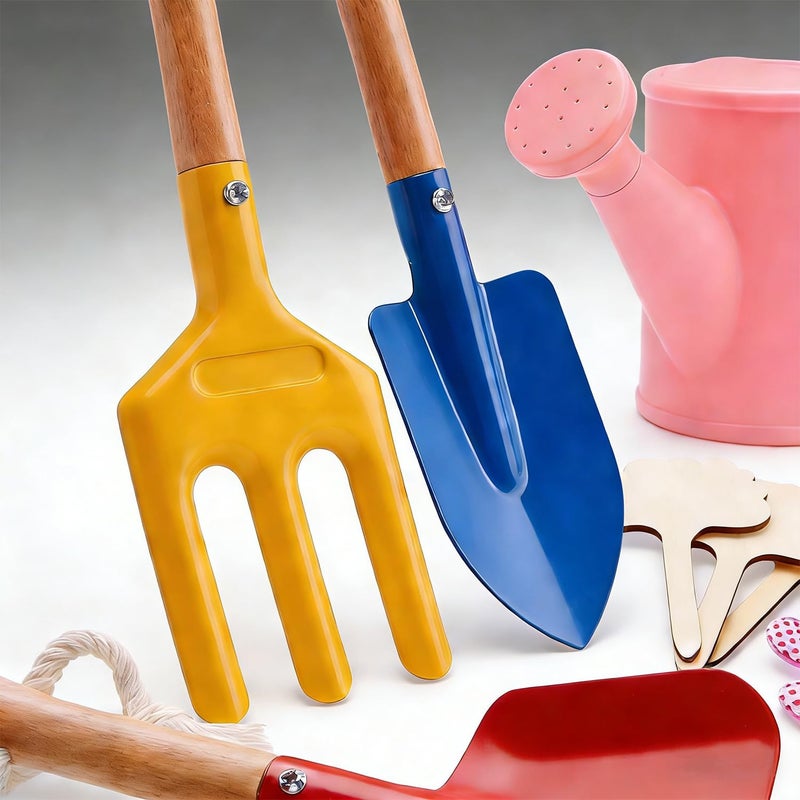liamasum Kids Gardening Tools Set Toddler Gardening Kit with Apron & Tote Bag, Shovel, Fork, Trowel and Gloves, Outdoor Gardening Toys Easter Gifts for Children Ages 3-10 - Image 4