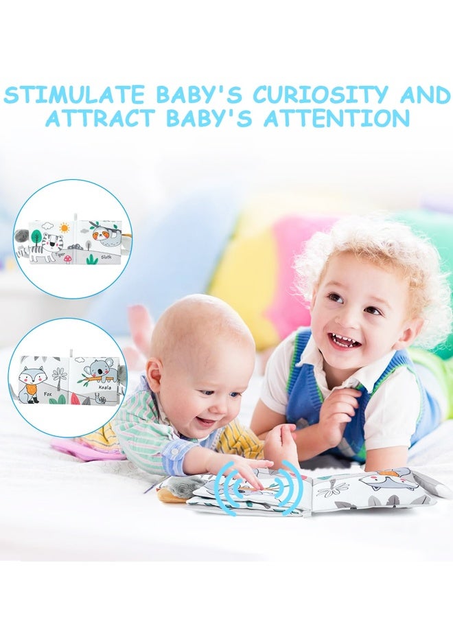 3D Touch and Feel High Contrast Cloth Book, Baby Books Toys for Baby 0-12 Months, Soft Sensory Crinkle Book for Infants Toddler - Image 3