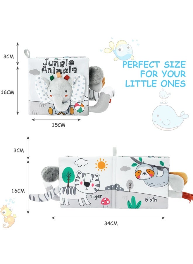 3D Touch and Feel High Contrast Cloth Book, Baby Books Toys for Baby 0-12 Months, Soft Sensory Crinkle Book for Infants Toddler - Image 2