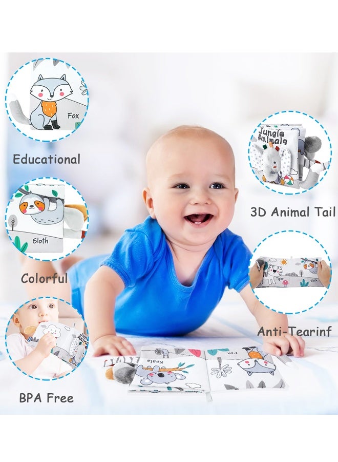 3D Touch and Feel High Contrast Cloth Book, Baby Books Toys for Baby 0-12 Months, Soft Sensory Crinkle Book for Infants Toddler - Image 4