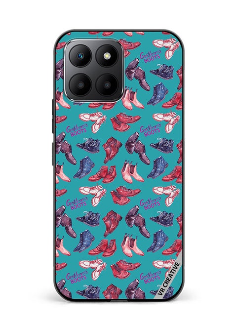 Protective Case Cover For Honor 70 Lite Modern Gentlemen's Boots Collection Design Multicolour