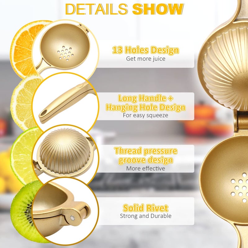 JAYWAYNE Lemon Squeezer, Large Citrus Juicer and Lemon Juicer Hand Press Heavy Duty Lime Squeezer Easy Squeeze Manual Juicer Metal Hand Juicer Kitchen Tools and Gadgets For Making Fresh Juice (Gold) - Image 5