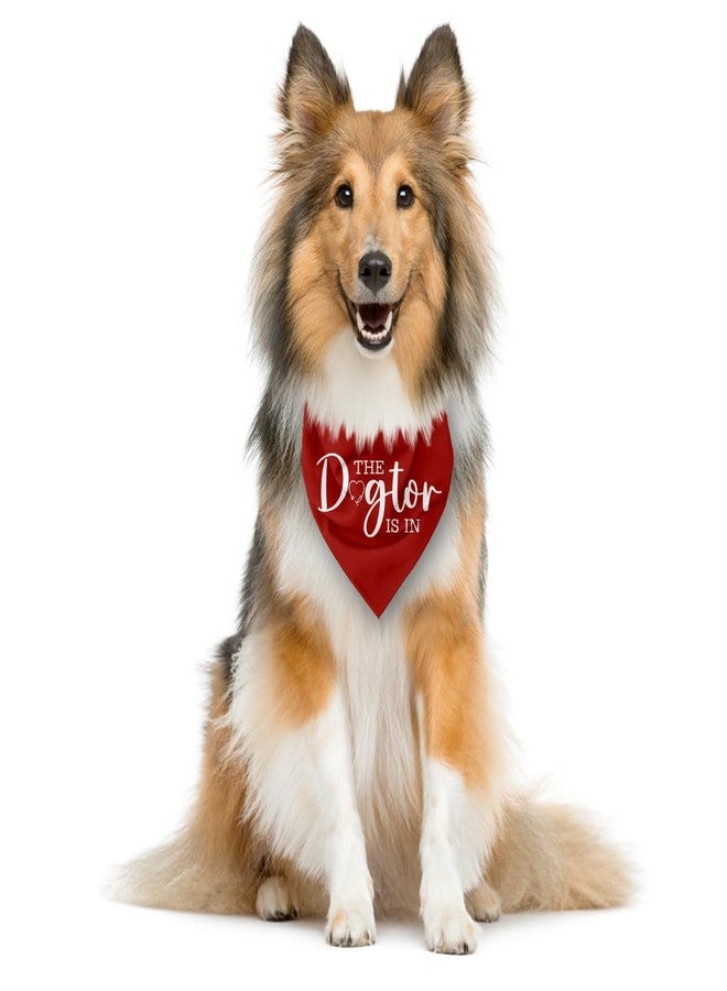 ZPPRJF The Dogtor is in Dog Bandana, Funny Cute Therapy Dog Bandana, for Dogs Lovers, Pet Scarf Accessories for Small Medium Dogs Cats Photo Prop, Red Pet Triangle Scarf - Image 3