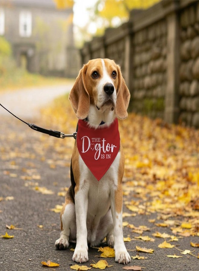 ZPPRJF The Dogtor is in Dog Bandana, Funny Cute Therapy Dog Bandana, for Dogs Lovers, Pet Scarf Accessories for Small Medium Dogs Cats Photo Prop, Red Pet Triangle Scarf - Image 5