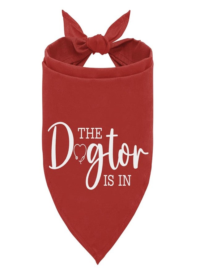ZPPRJF The Dogtor is in Dog Bandana, Funny Cute Therapy Dog Bandana, for Dogs Lovers, Pet Scarf Accessories for Small Medium Dogs Cats Photo Prop, Red Pet Triangle Scarf - Image 1