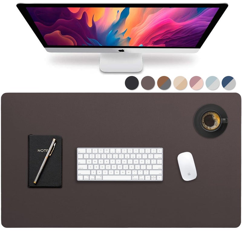 Vine Creations Leather Desk Mat Large 36 x 20 Desk Protector Mat PU Leather Desk Pad Large Mouse Pad Desk Blotter Desk Pads on Top of Desks Desk Matt for Desktop Office Desk Mat Dark Brown